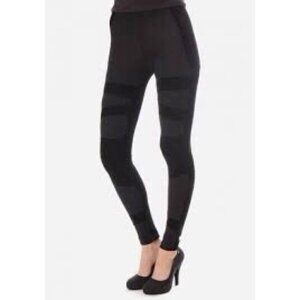 Mink PINK Black  Velour Banded Leggings Size Medium